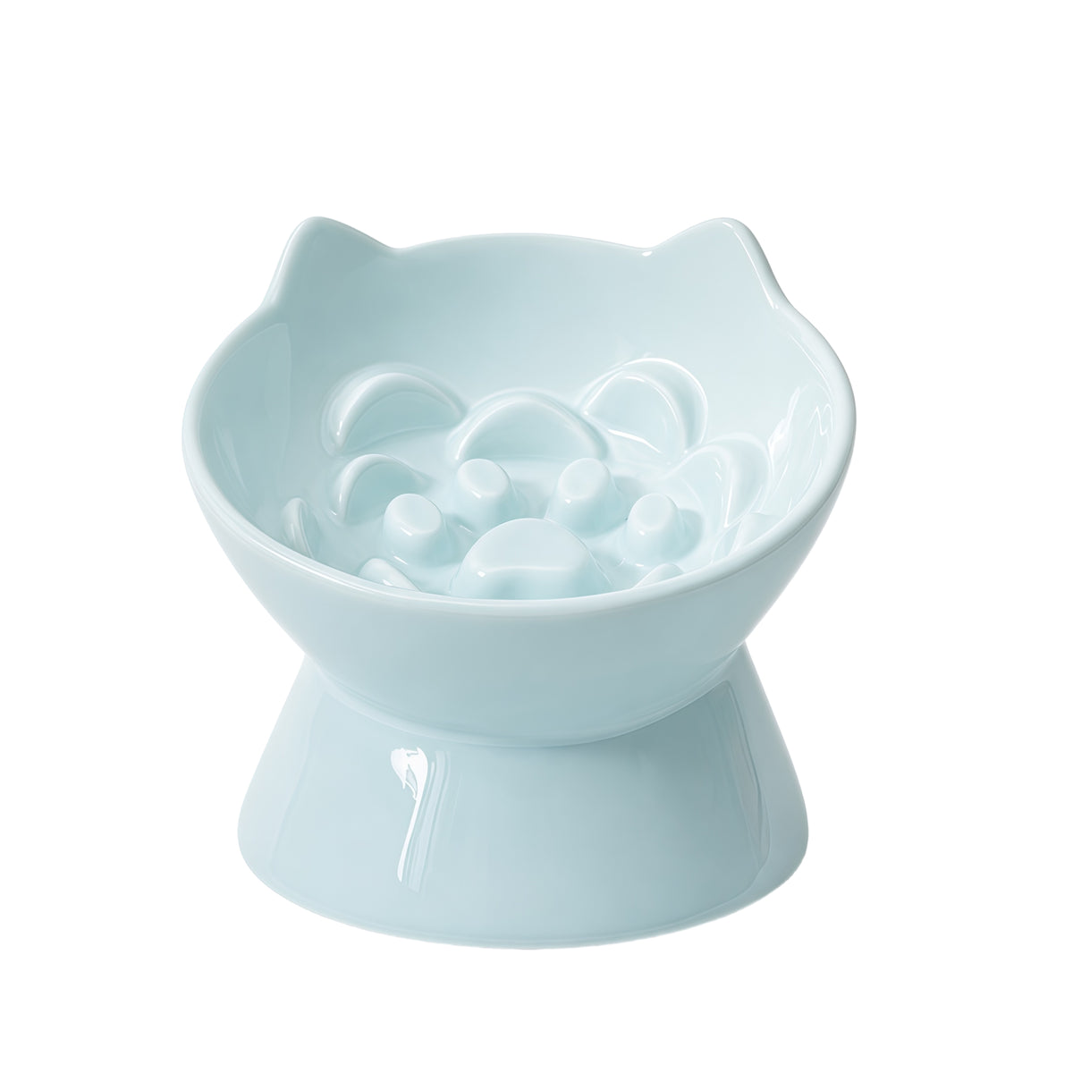 【pre-order】Cat & Dog Slow Feeder Bowl, Elevated Ceramic Pet Bowl, Anti-Gulping Slow Eating Bowl for Small & Medium Cats and Dogs, 5.9 Inch, Easy to Clean Blue