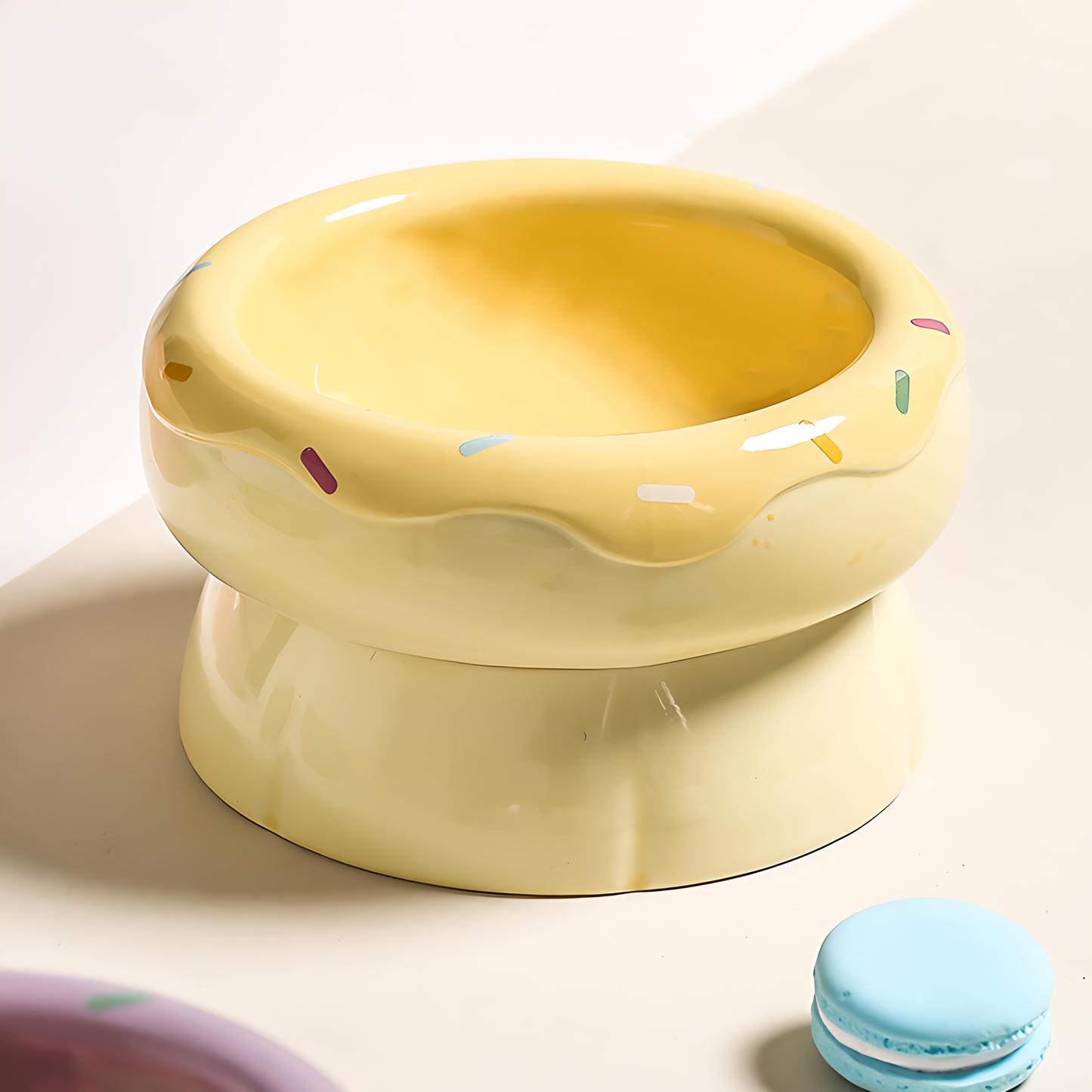 Donut Duo Ceramic Dog Bowl Set(Yellow)