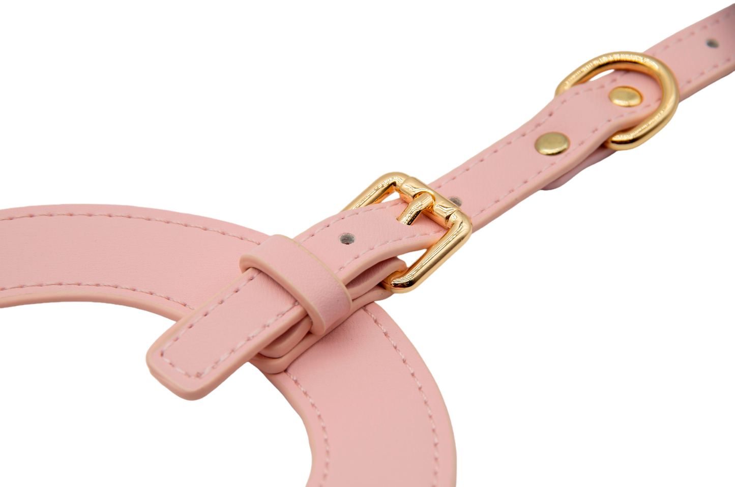 Small Dog PU Leather Harness & Leash Set (Fits Chest 26-50cm)(Strawberry Milk Pink)