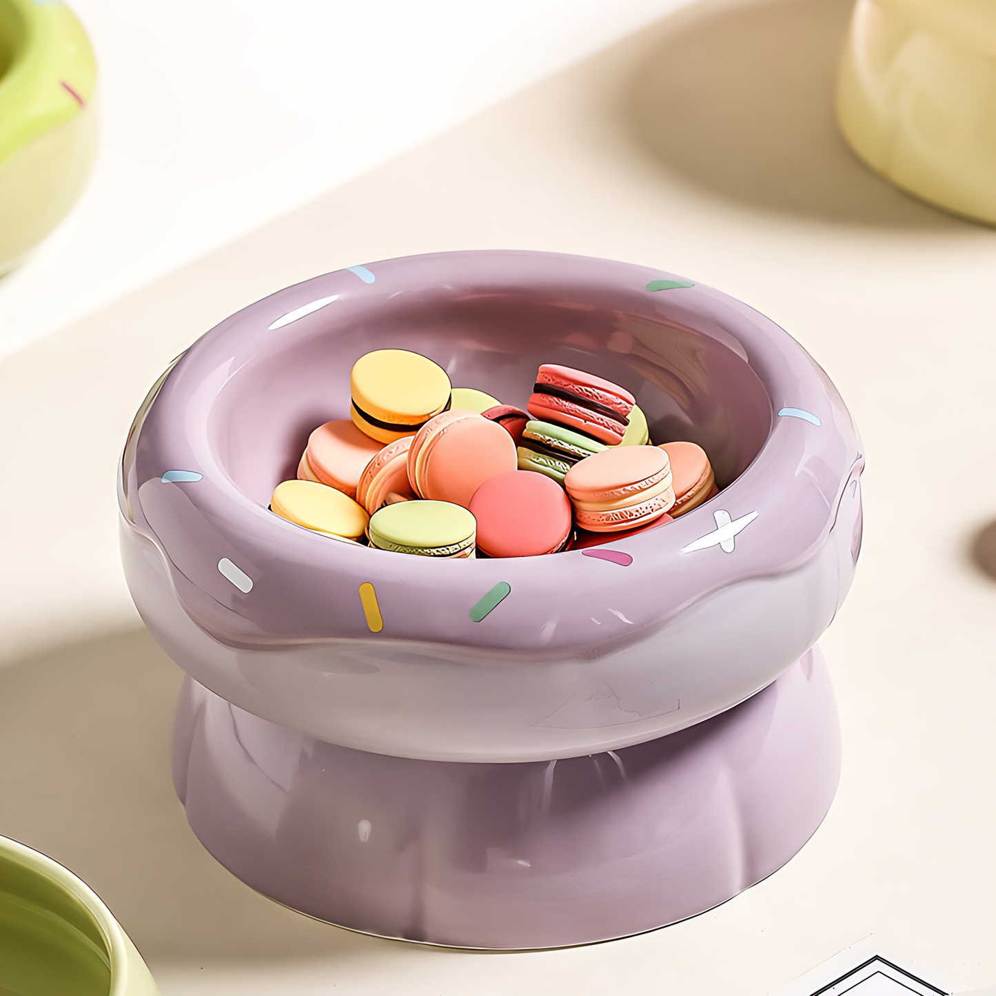 Donut Duo Ceramic Dog Bowl Set(Purple)