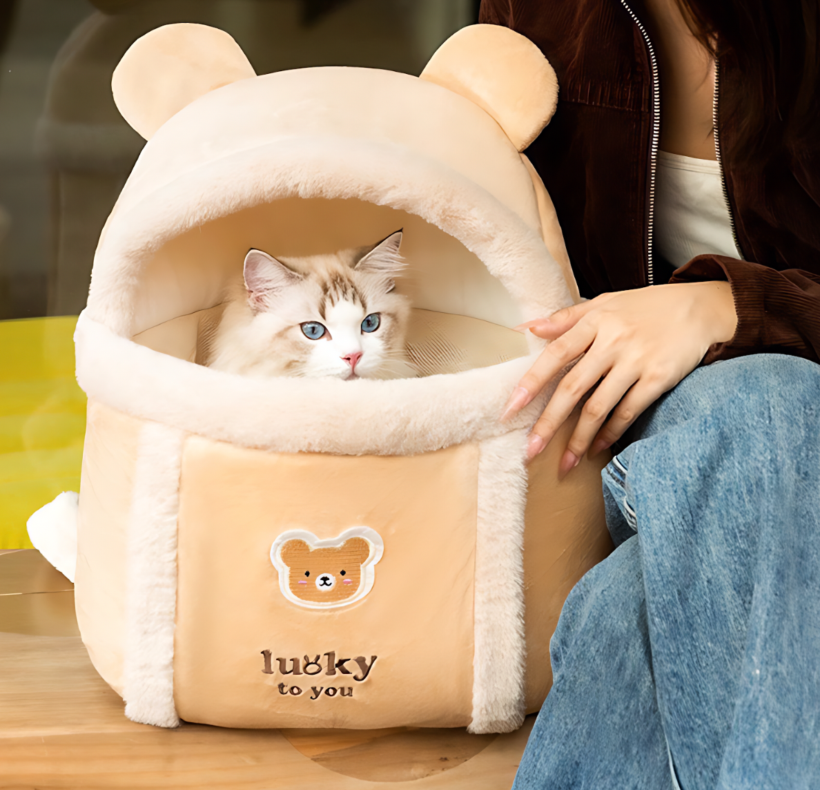 Travel Pet Carrier Bag; Breathable sling for small dogs and cats (5-10lbs)(Teddy Bear Brown)