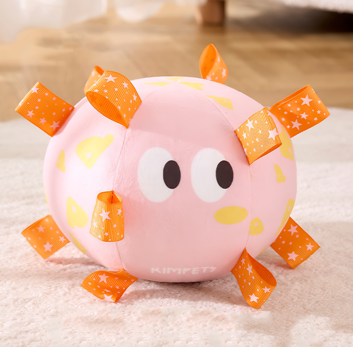 Big Eyed Grab Tabs Pup Ball Toy(Pink Mochi)