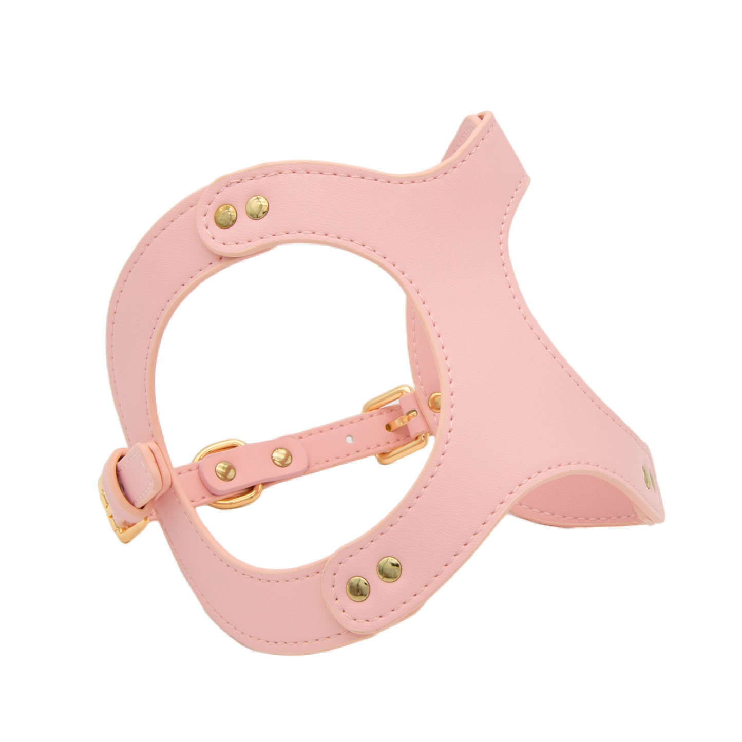 Small Dog PU Leather Harness & Leash Set (Fits Chest 26-50cm)(Strawberry Milk Pink)