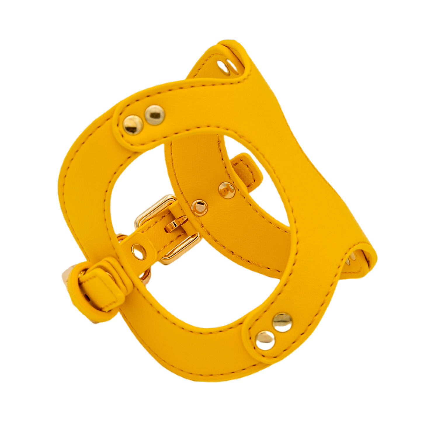 Small Dog PU Leather Harness & Leash Set (Fits Chest 26-50cm)(Sunshine Day Yellow)