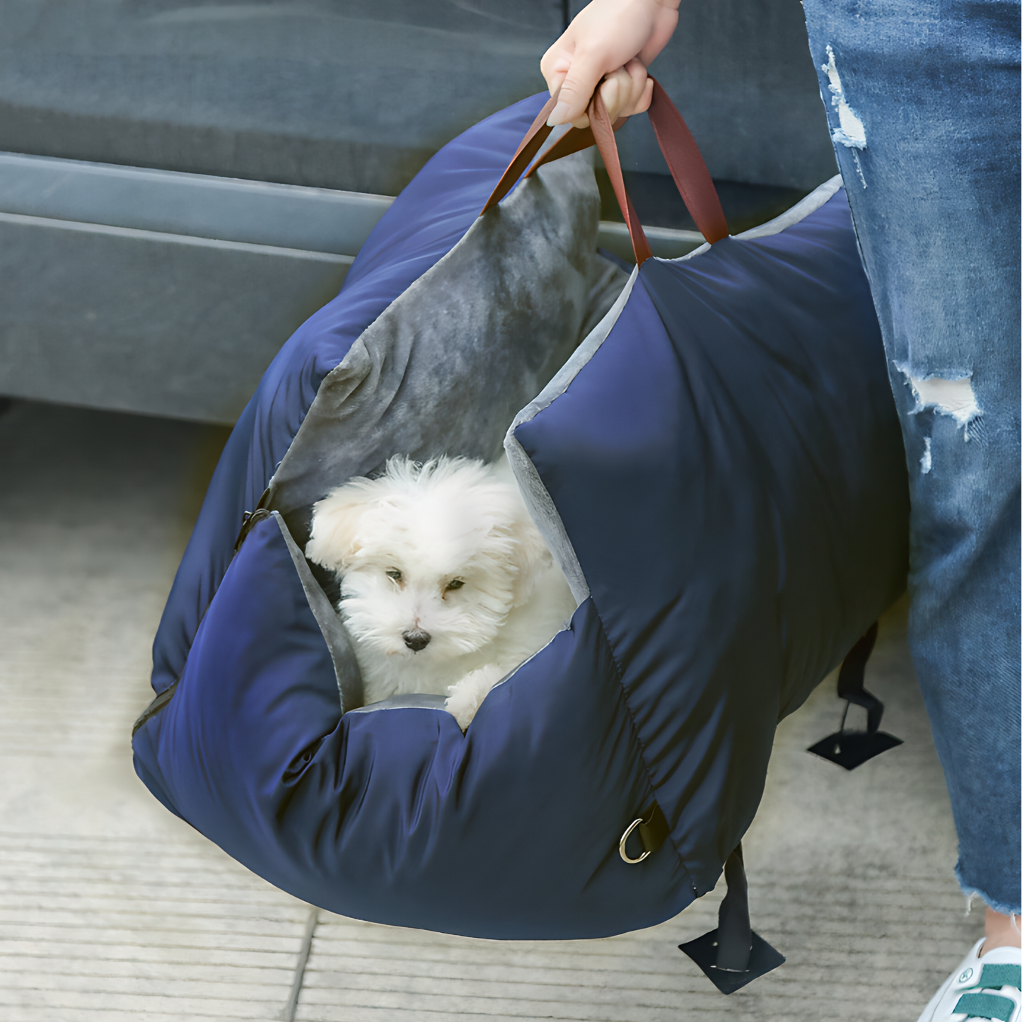 Portable Dog Car Seat, Booster Seat for Small and Medium Dogs(Navy Blue)