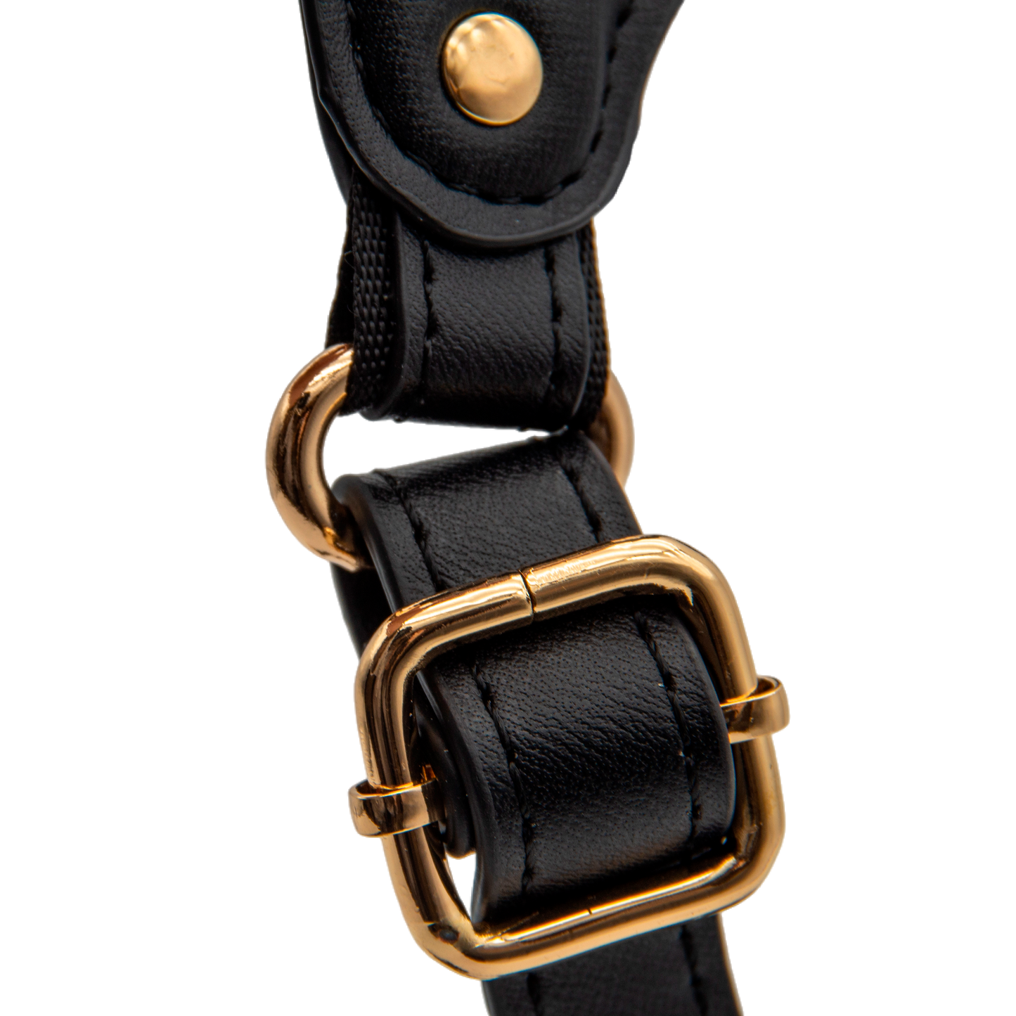 Medium Dog PU Leather Harness & Leash Set (Fits Chest 37-62cm)(Twinkle Black)
