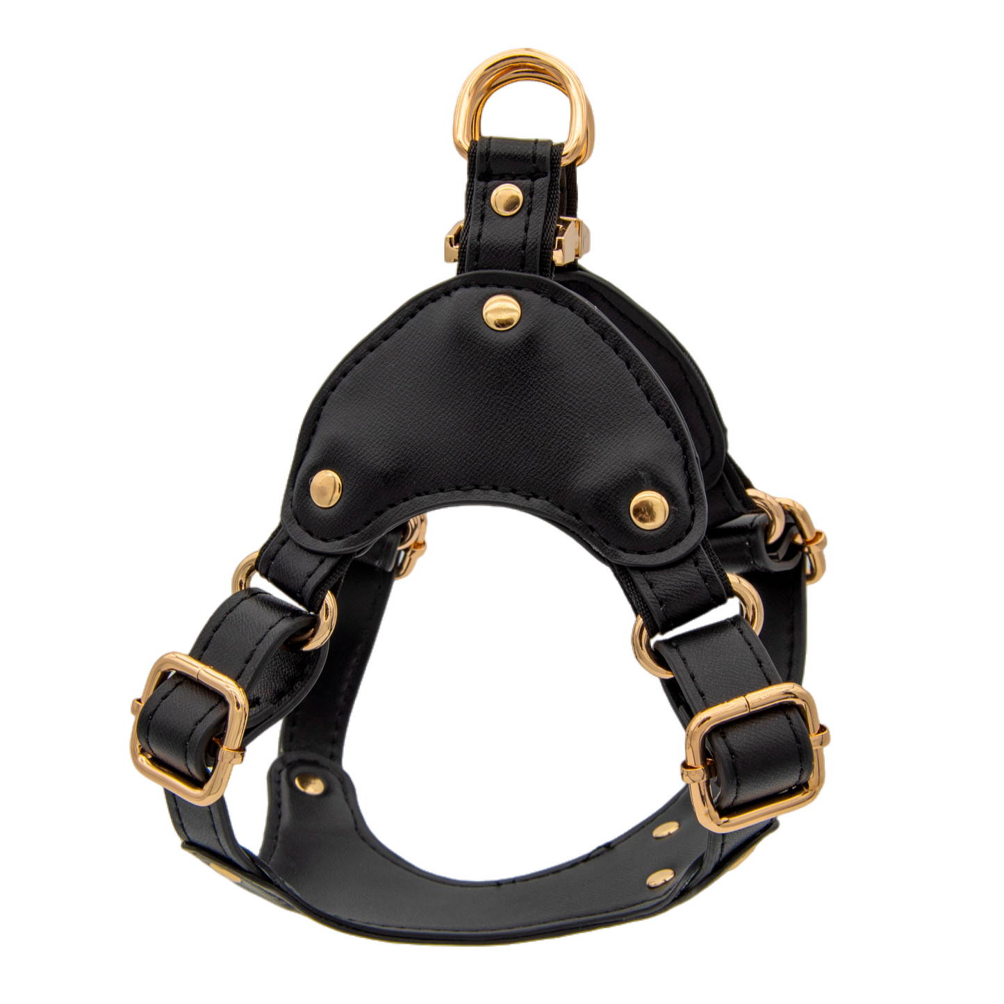 Medium Dog PU Leather Harness & Leash Set (Fits Chest 37-62cm)(Twinkle Black)
