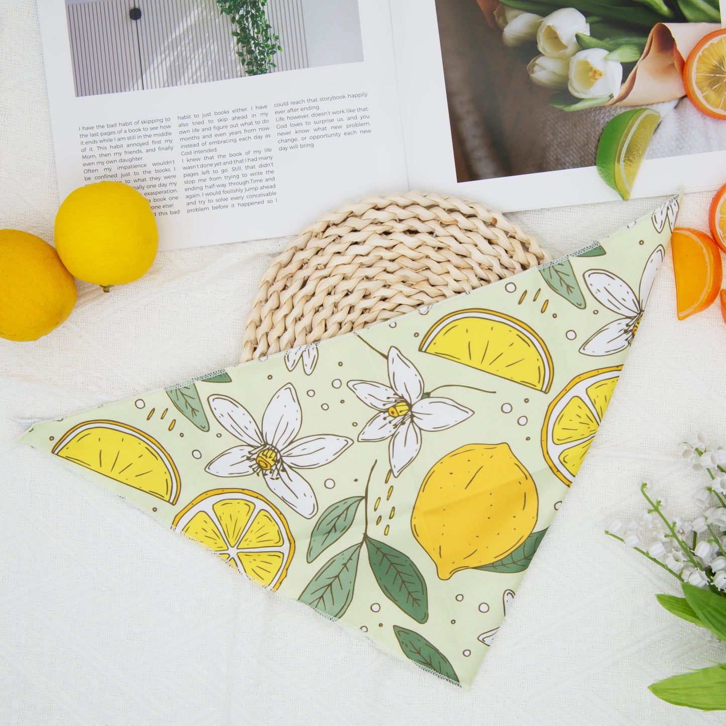Fresh Fruit Dog Bandana(Lemon Flower)
