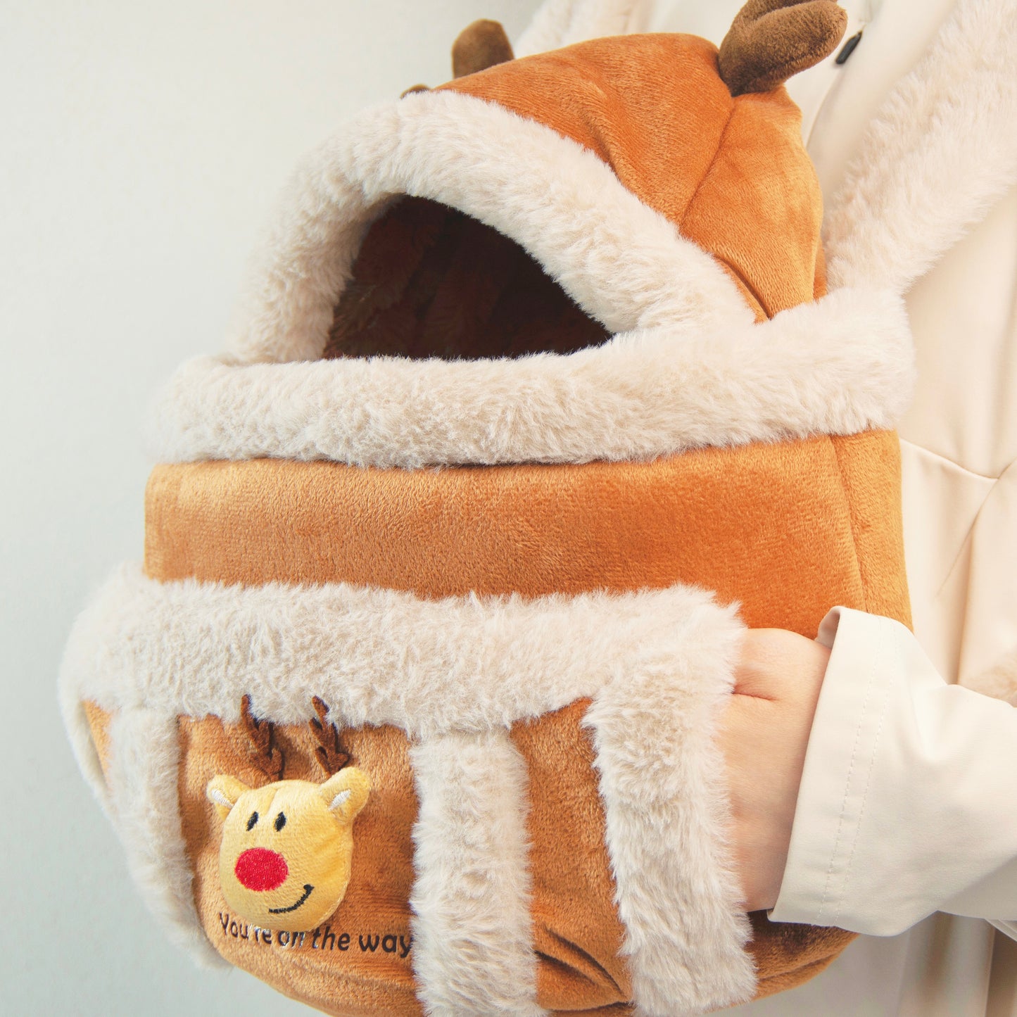 Travel Pet Carrier Bag; Breathable sling for small dogs and cats (5-10lbs)(Brown Reindeer)