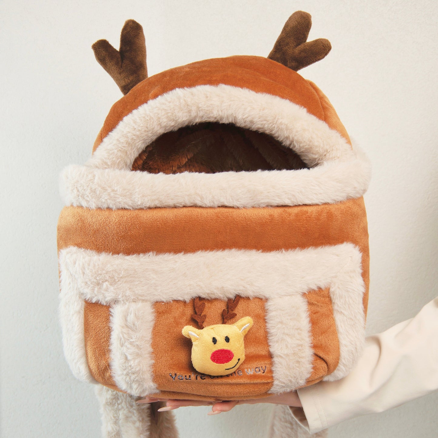 Travel Pet Carrier Bag; Breathable sling for small dogs and cats (5-10lbs)(Brown Reindeer)