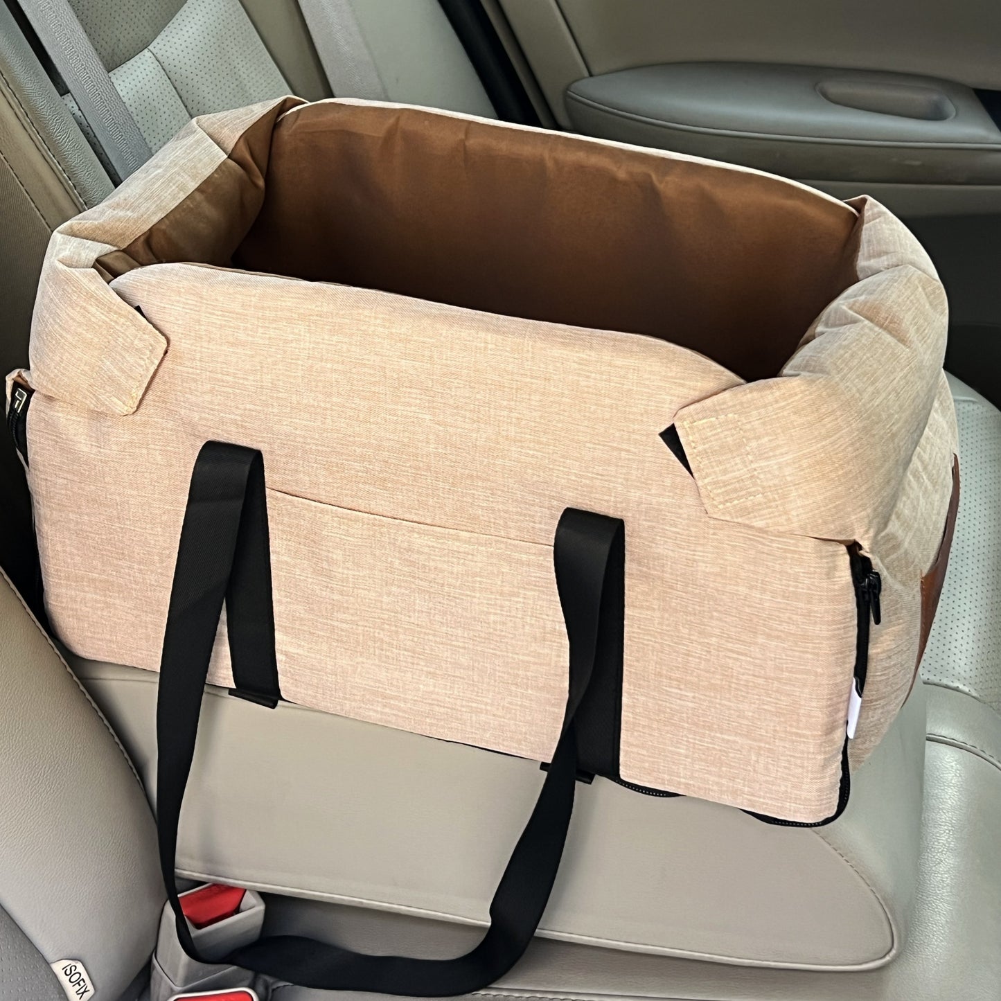 Small Dog Car Booster Seat with Thick Cushion(Khaki)