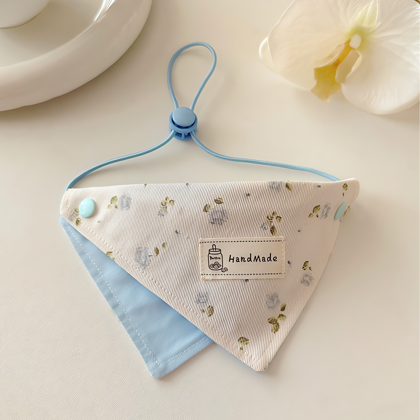 Macaron Dog Bandana(Blue Floral)