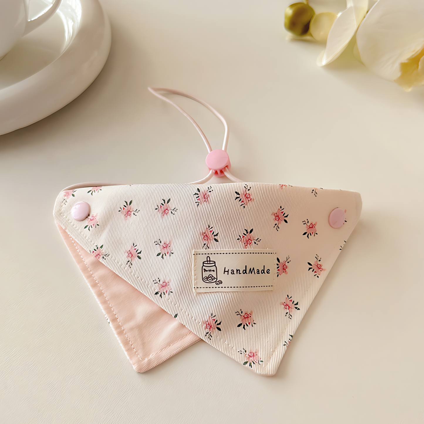 Macaron Dog Bandana(Pink Floral)