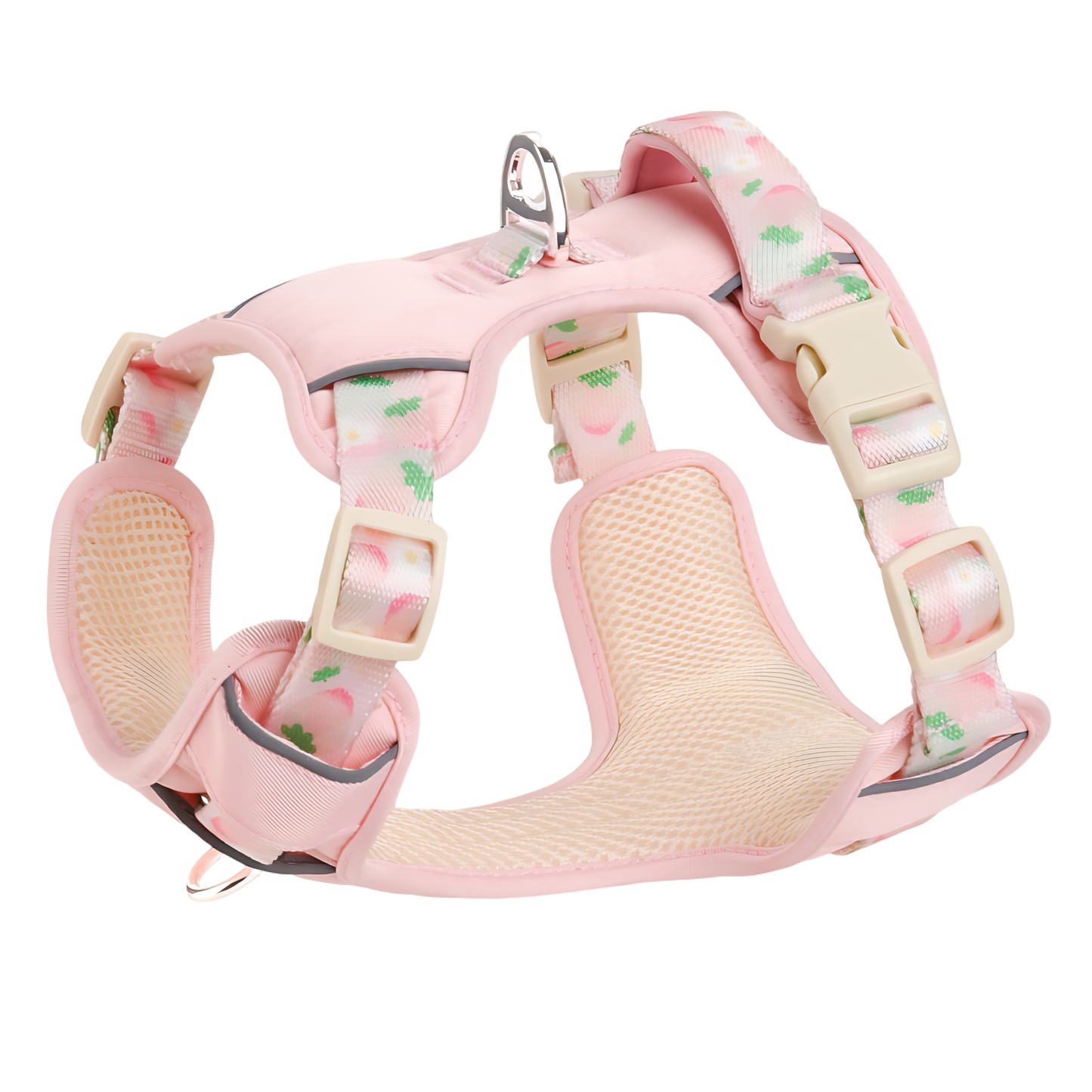 Dog Summer Fruit Breathable Harness & Leash Set(Peach Pink)