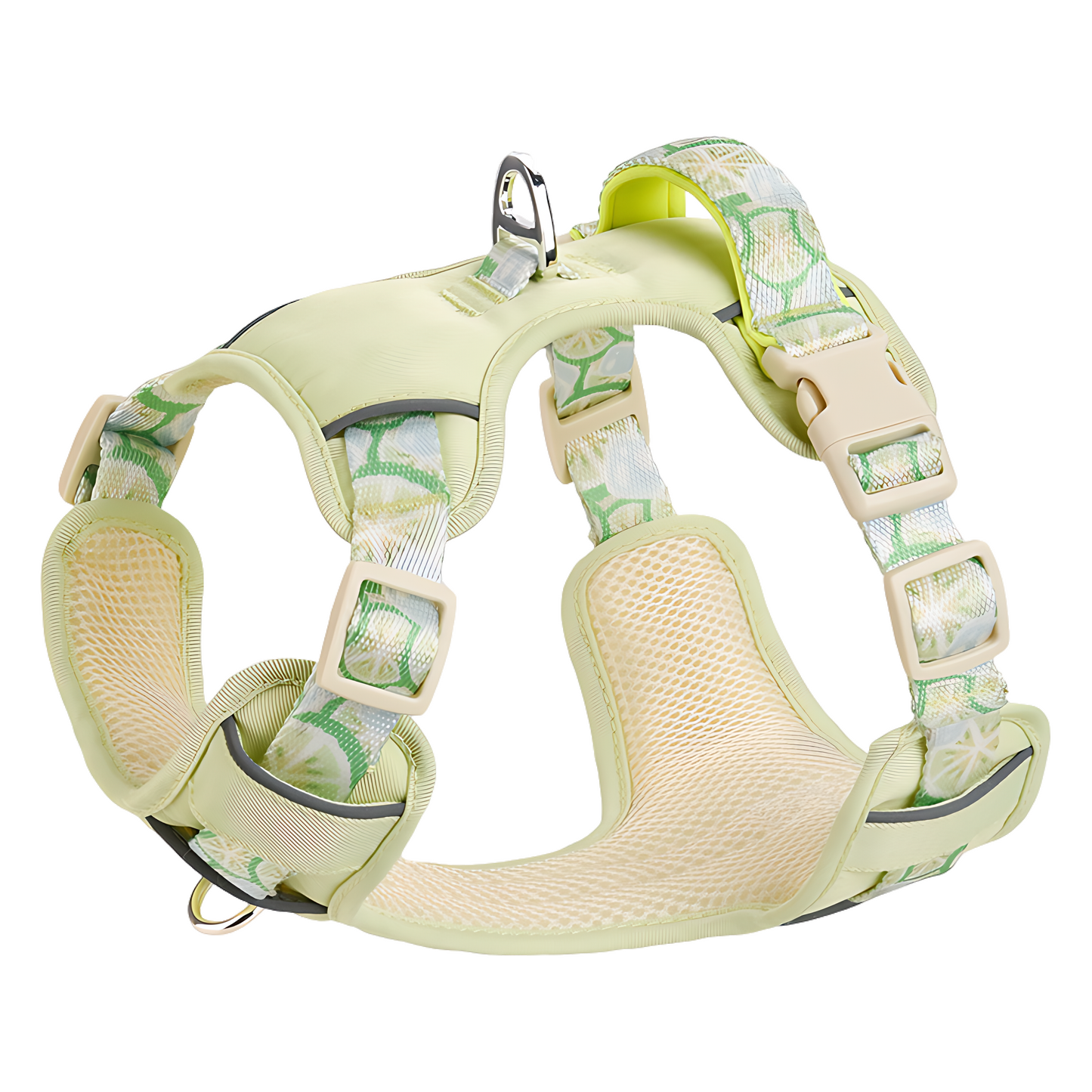 Dog Summer Fruit Breathable Harness & Leash Set(Lemon Green)