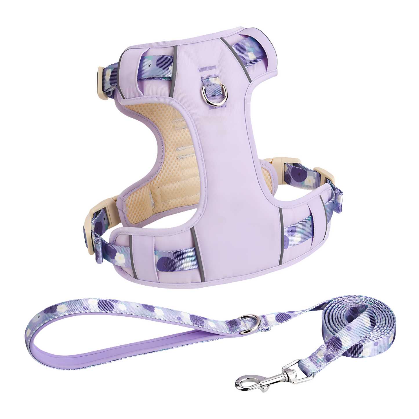 Dog Summer Fruit Breathable Harness & Leash Set(BlueBerry Purple)