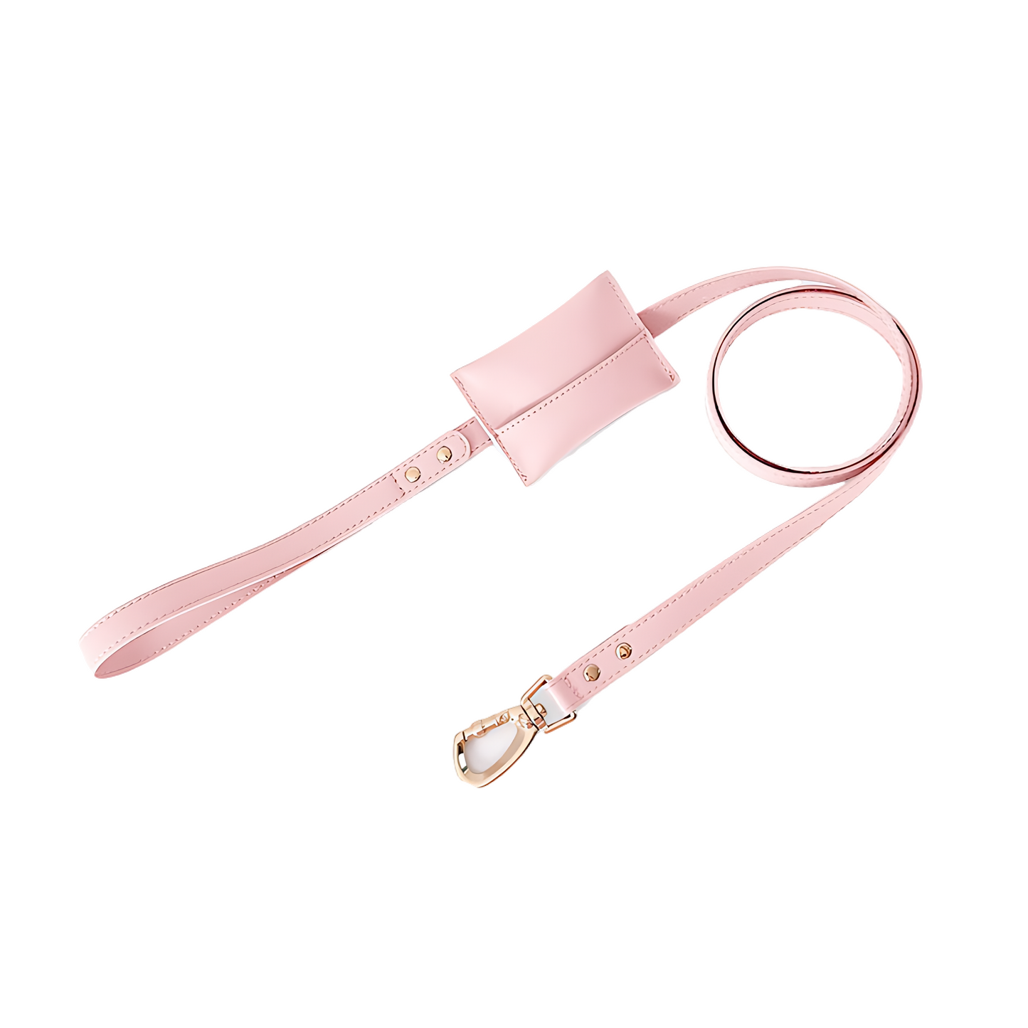 Medium Dog PU Leather Harness & Leash Set (Fits Chest 37-62cm)(Strawberry Milk Pink)