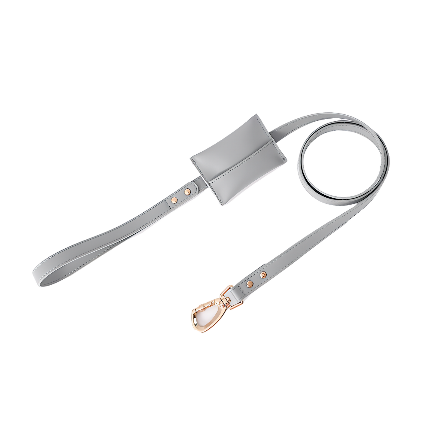 Medium Dog PU Leather Harness & Leash Set (Fits Chest 37-62cm)(Moonlight Gray)
