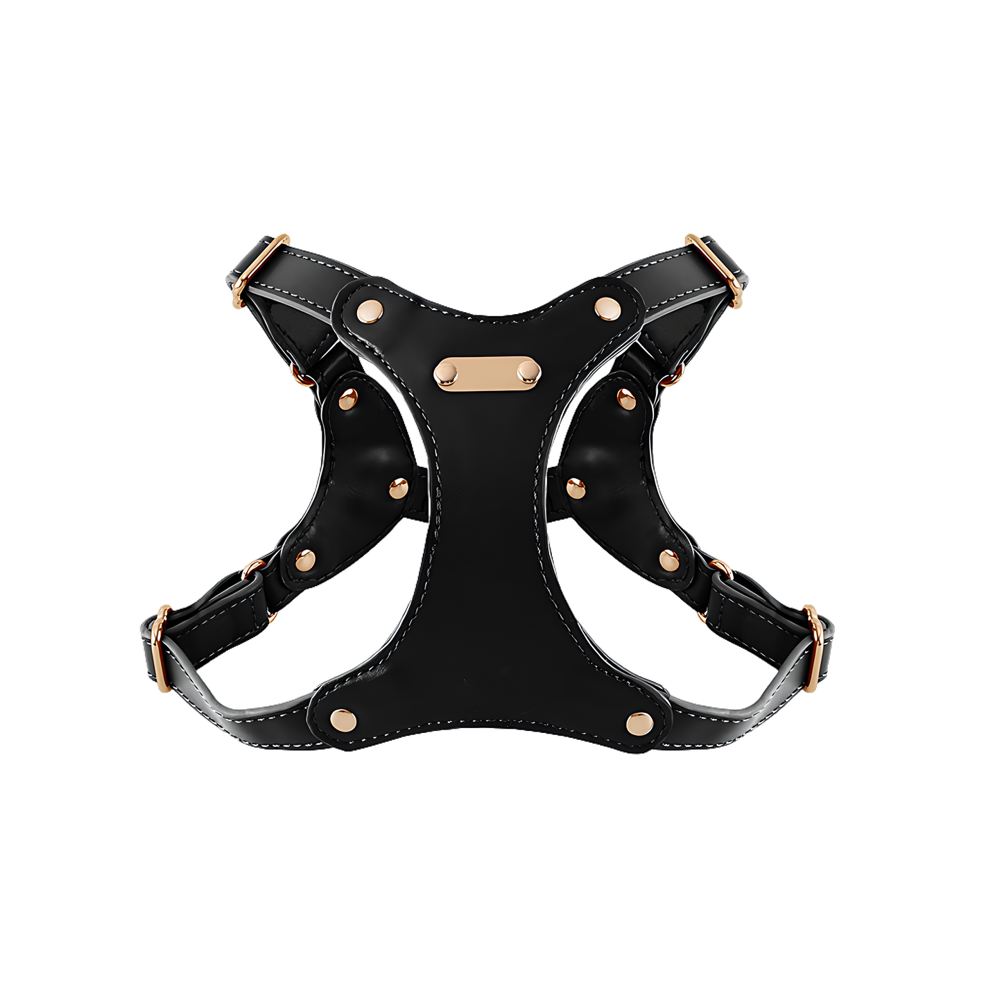 Medium Dog PU Leather Harness & Leash Set (Fits Chest 37-62cm)(Twinkle Black)