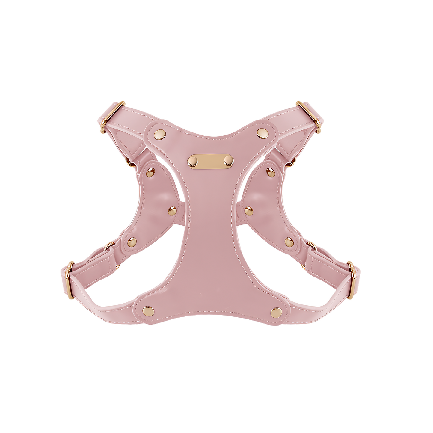 Medium Dog PU Leather Harness & Leash Set (Fits Chest 37-62cm)(Strawberry Milk Pink)
