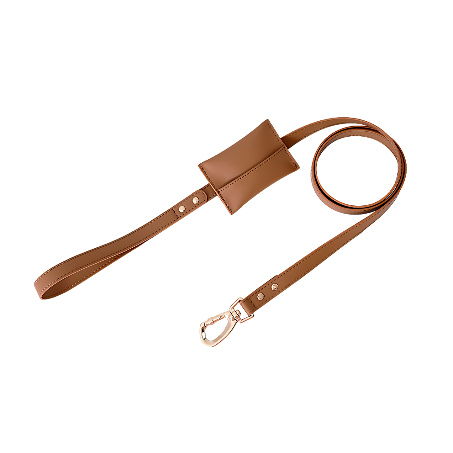 Medium Dog PU Leather Harness & Leash Set (Fits Chest 37-62cm)(Little Teddy Brown)