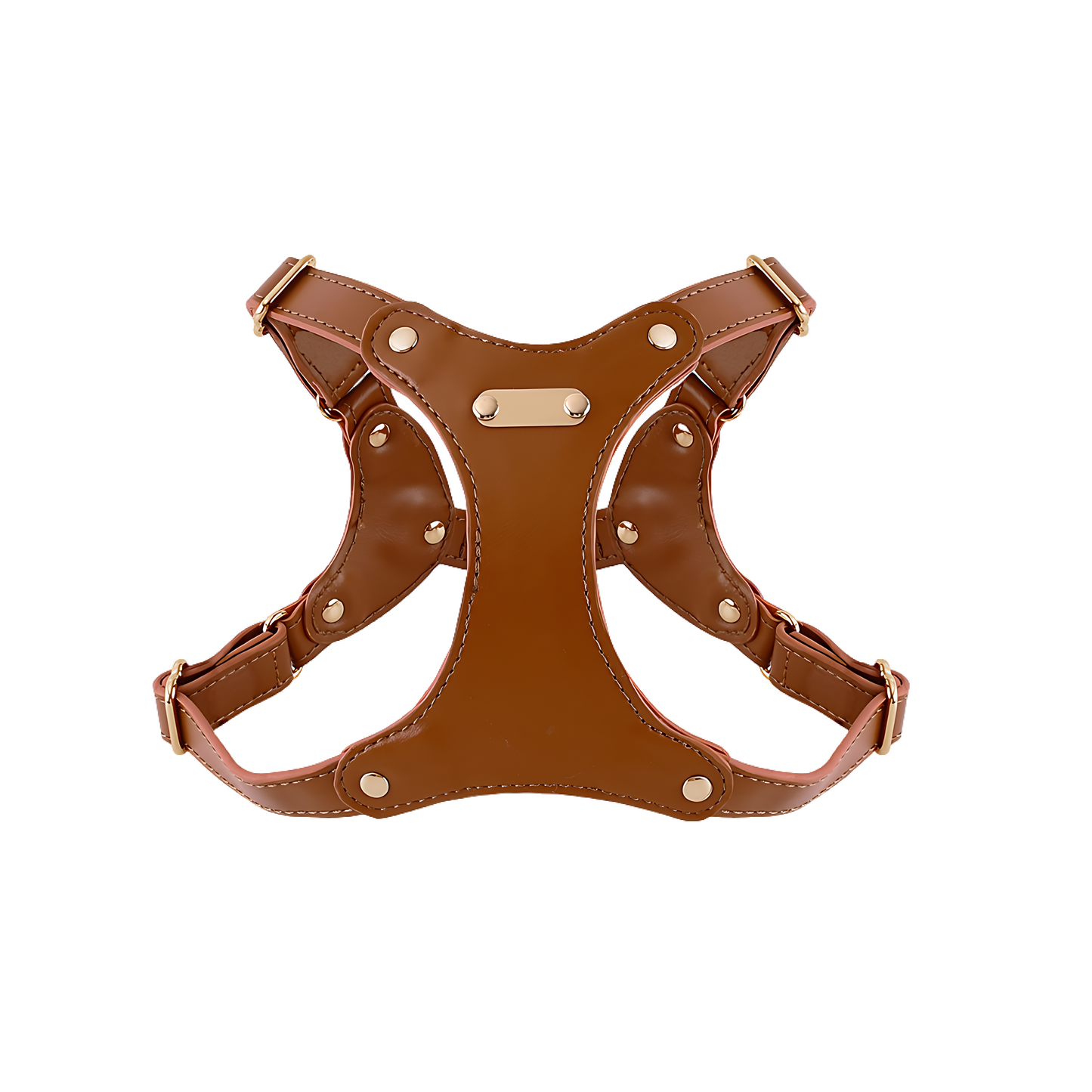 Medium Dog PU Leather Harness & Leash Set (Fits Chest 37-62cm)(Little Teddy Brown)