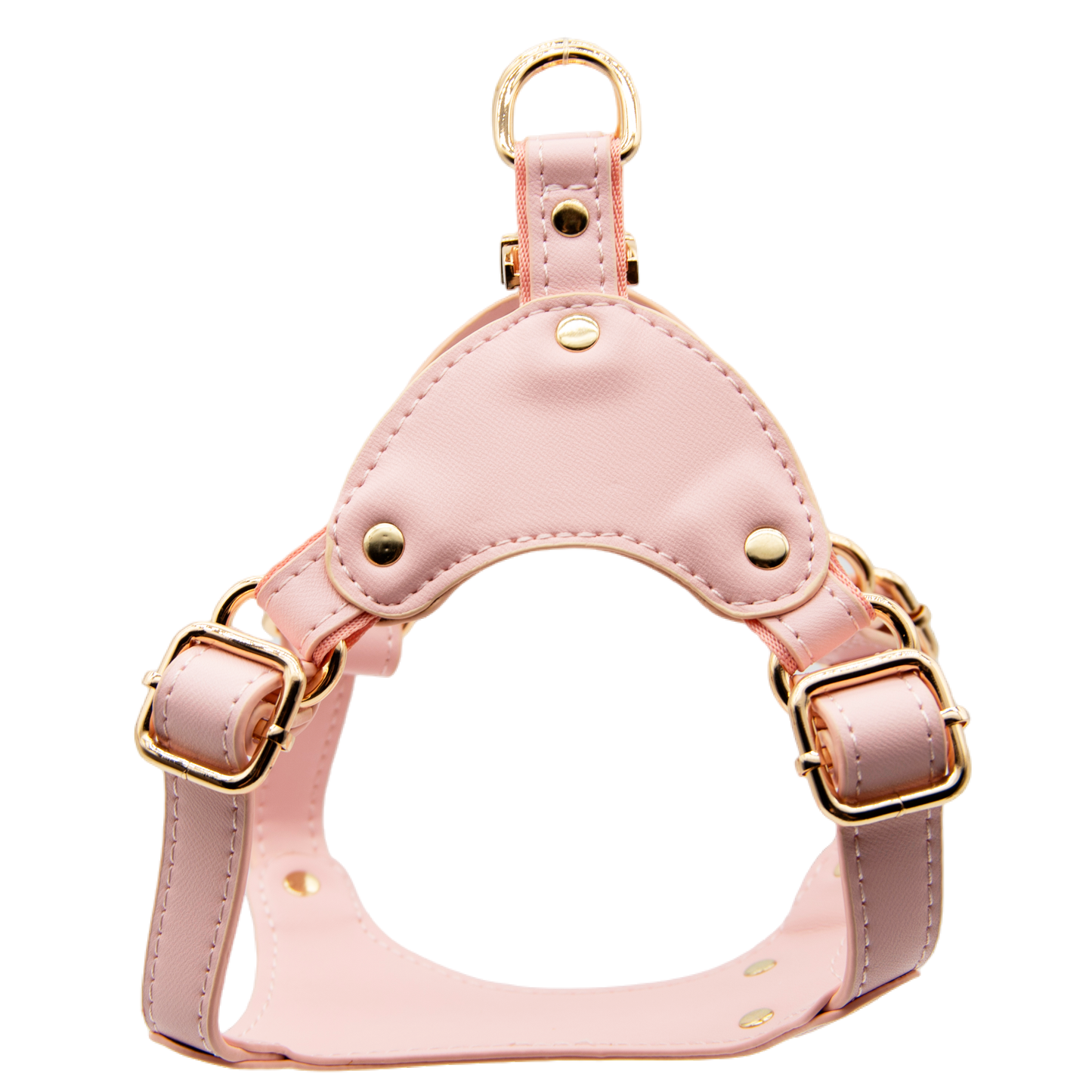 Medium Dog PU Leather Harness & Leash Set (Fits Chest 37-62cm)(Strawberry Milk Pink)