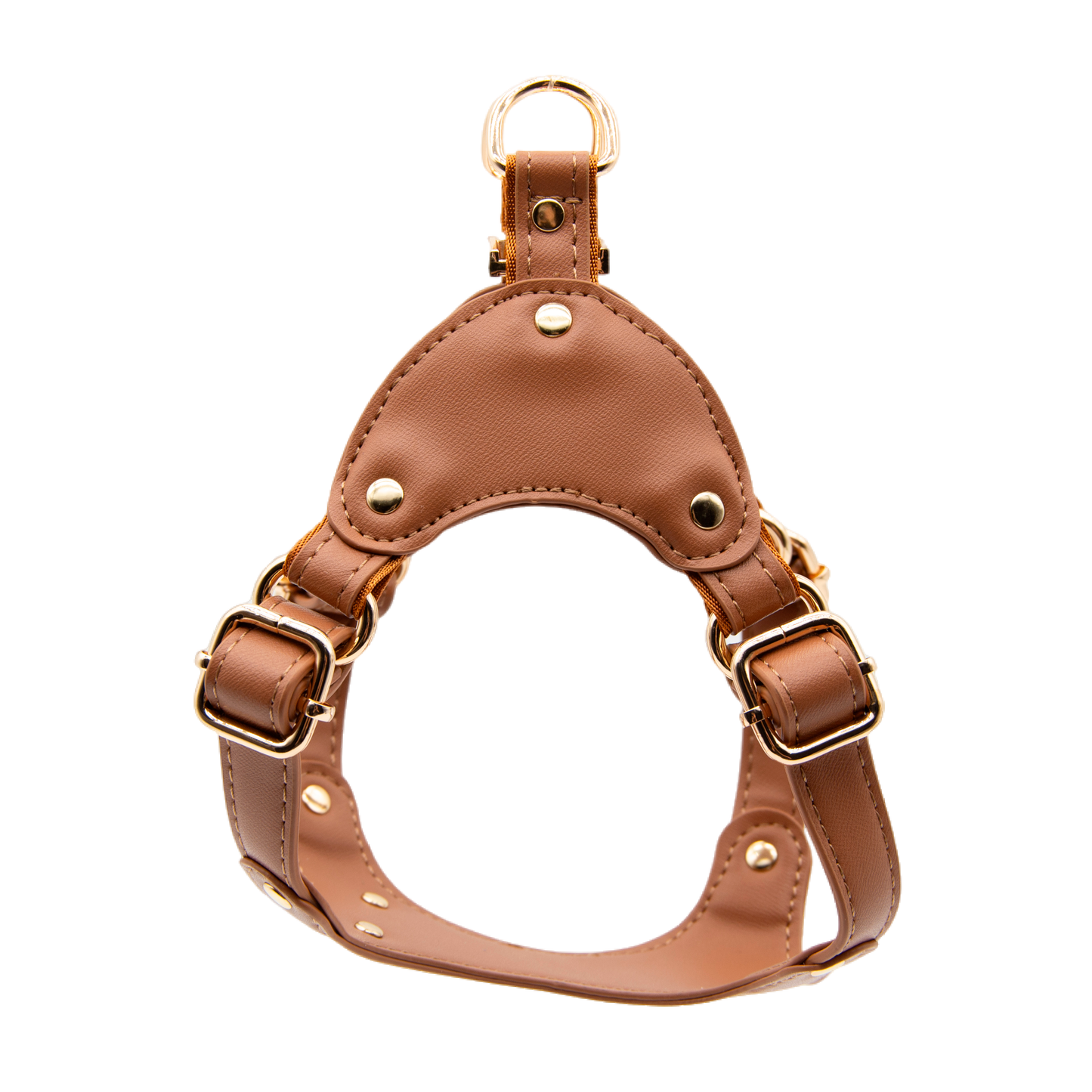 Medium Dog PU Leather Harness & Leash Set (Fits Chest 37-62cm)(Little Teddy Brown)