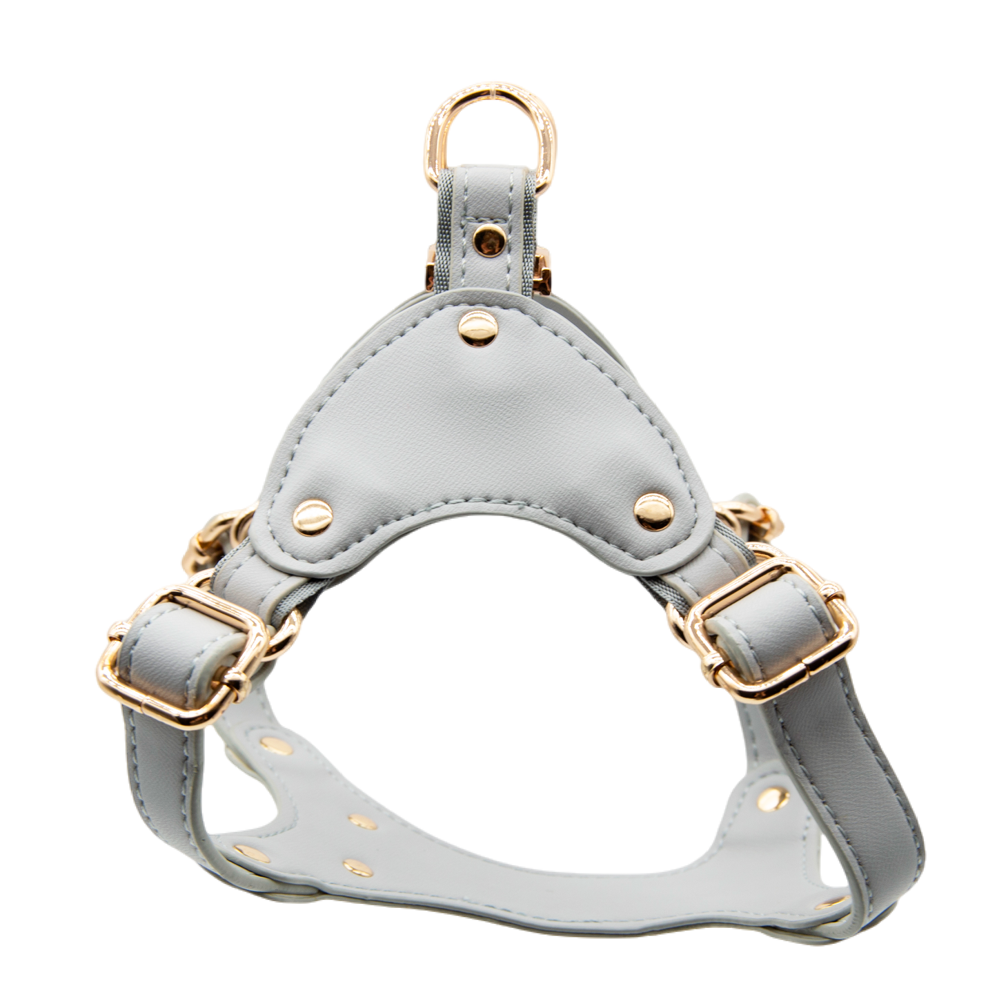 Medium Dog PU Leather Harness & Leash Set (Fits Chest 37-62cm)(Moonlight Gray)