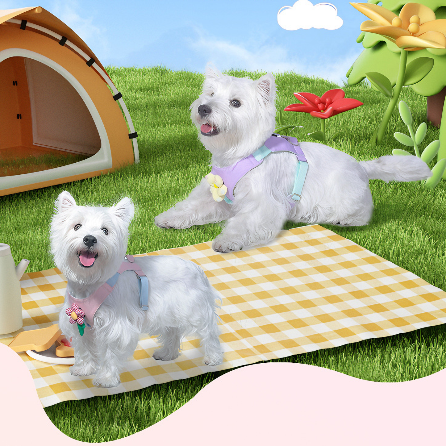 Dopamine Lightweight Dog Harness & Leash Set For Small & Medium dogs (Blush Pink)