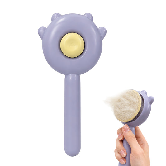Cat & Dog Grooming Brush, Pet Hair Removal Brush for Long & Short Hair, Easy Clean Deshedding Brush for Cats and Dogs, Pet Grooming Comb for Loose Fur - Purple