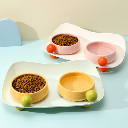 Candy Bean Ceramic Dog Bowl Set