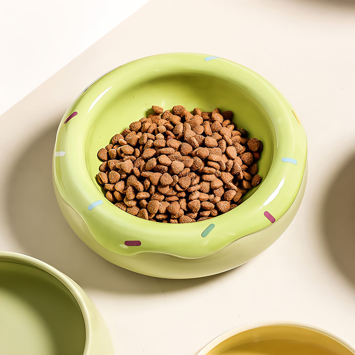 Donut Duo Ceramic Dog Bowl Set(Green)