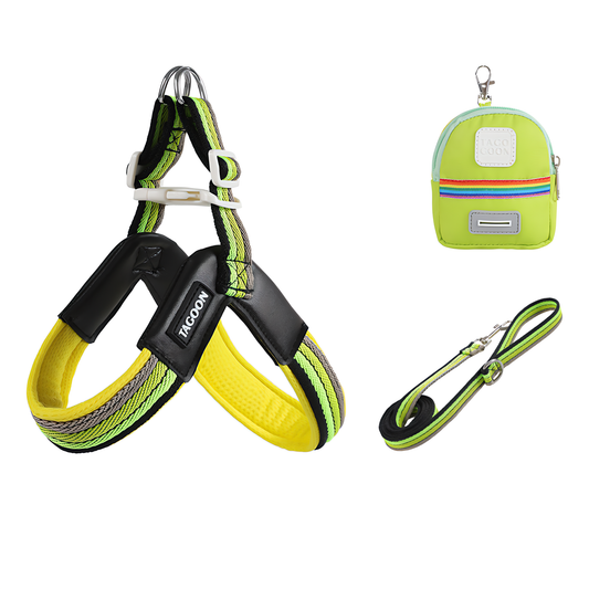 Rainbow V‑Harness with Mini Bag(Lime Green)