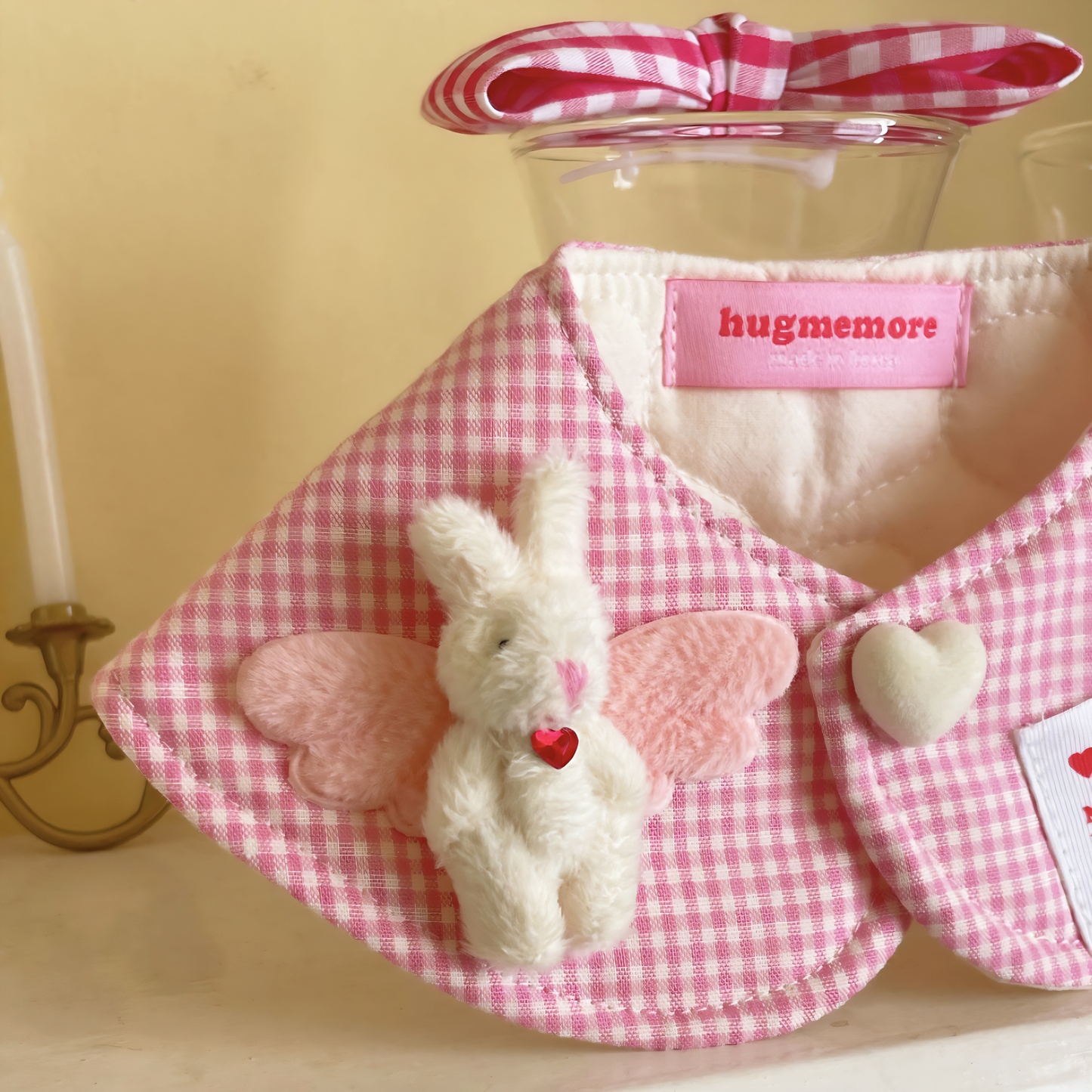 Plaid Dog Bandana(Peach Pink)