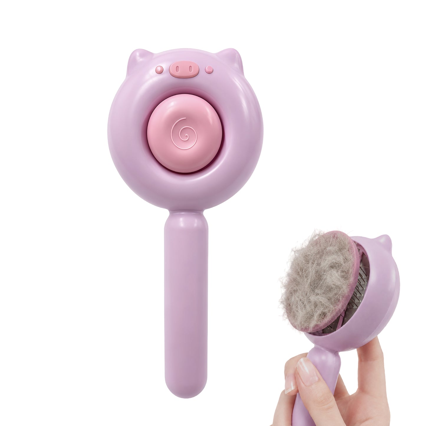 Cat & Dog Grooming Brush, Pet Hair Removal Brush for Long & Short Hair, Easy Clean Deshedding Brush for Cats and Dogs, Pet Grooming Comb for Loose Fur - Pink
