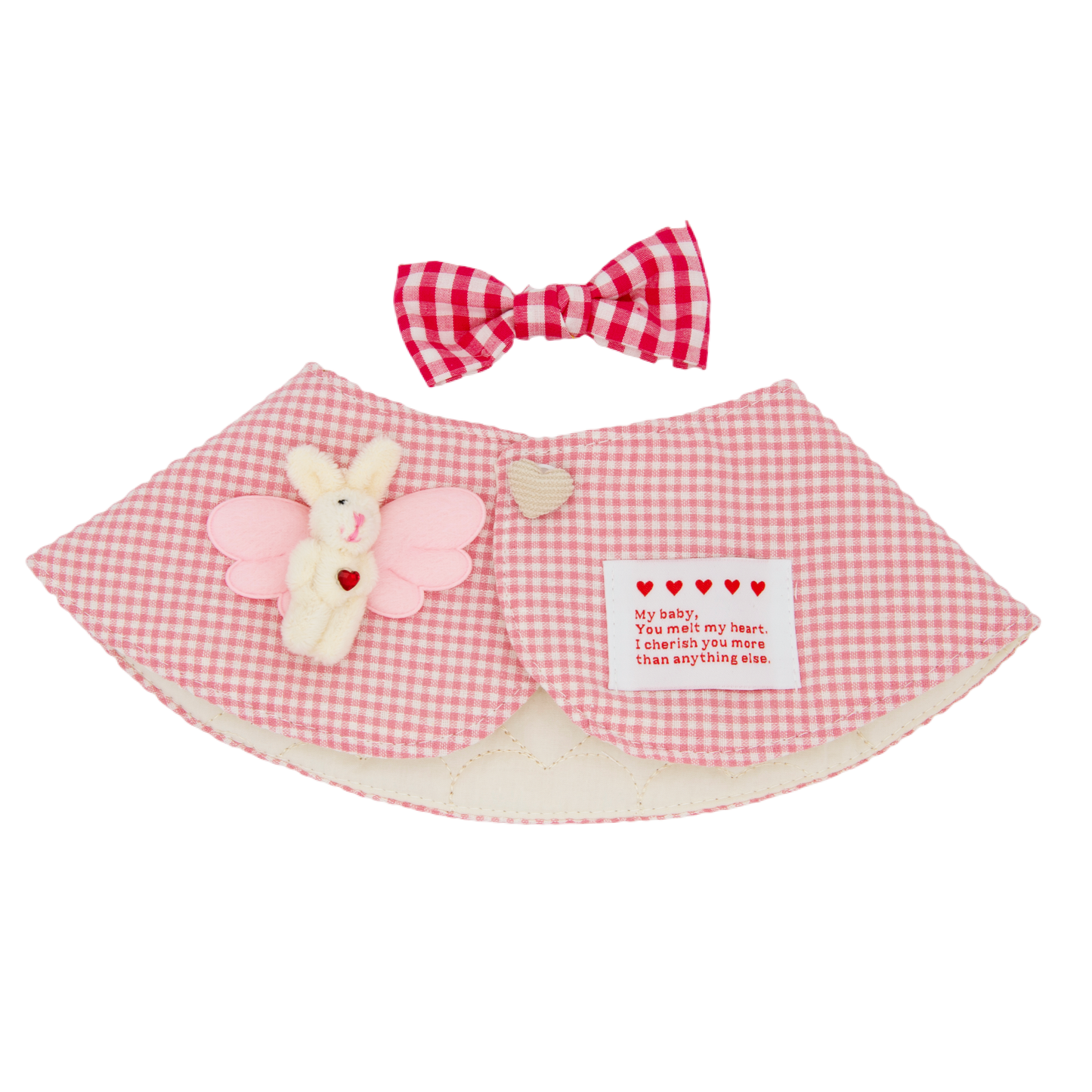 Plaid Dog Bandana(Peach Pink)