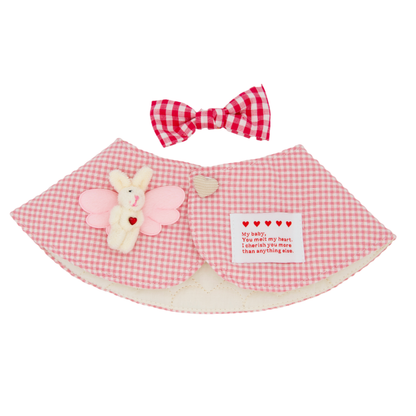 Plaid Dog Bandana(Peach Pink)