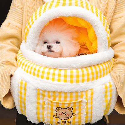 Travel Pet Carrier Bag; Breathable sling for small dogs and cats (5-10lbs)(Sunny Yellow Bear)