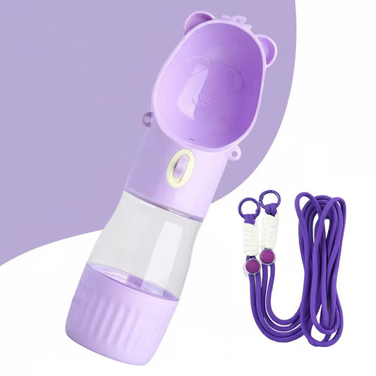 Portable Leak Proof Dog Water Bottle with Food Container(Purple)