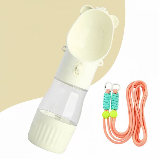 Portable Leak Proof Dog Water Bottle with Food Container(White)
