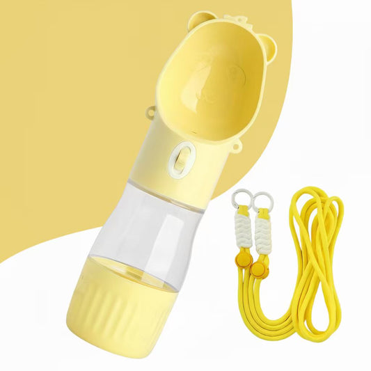 Portable Leak Proof Dog Water Bottle with Food Container(Yellow)