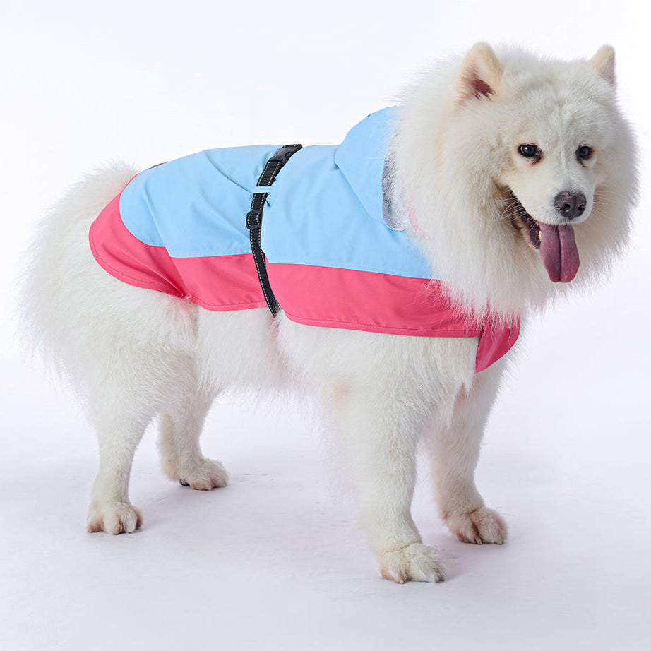 Waterproof Dog Raincoat for Medium & Large Dogs(Pink-Blue)