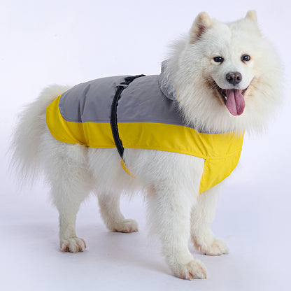 Waterproof Dog Raincoat for Medium & Large Dogs(Yellow-Grey)