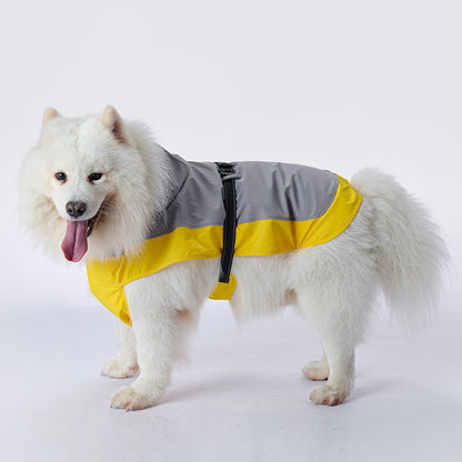 Waterproof Dog Raincoat for Medium & Large Dogs(Yellow-Grey)