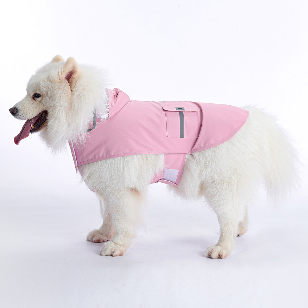 Waterproof Dog Raincoat for Medium & Large Dogs(Blossom Pink)