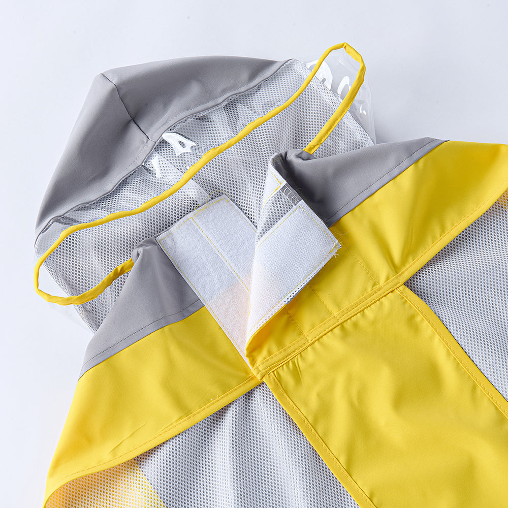 Waterproof Dog Raincoat for Medium & Large Dogs(Yellow-Grey)
