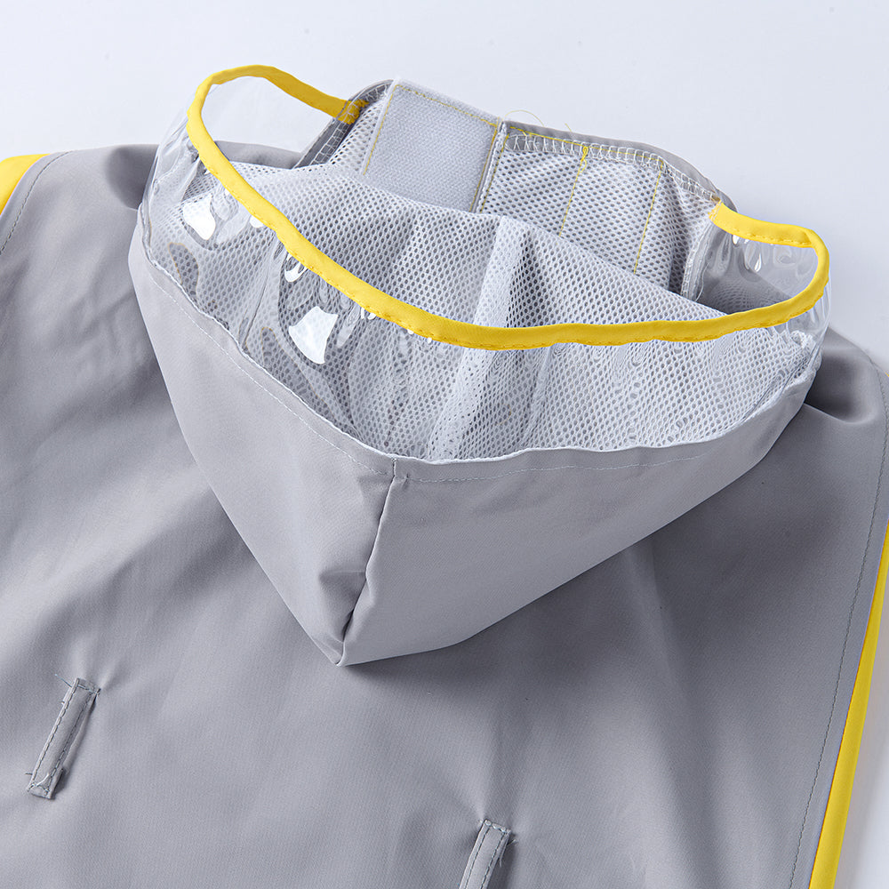 Waterproof Dog Raincoat for Medium & Large Dogs(Yellow-Grey)