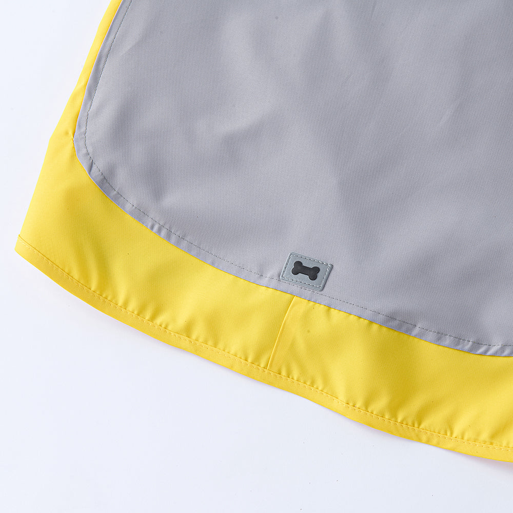 Waterproof Dog Raincoat for Medium & Large Dogs(Yellow-Grey)