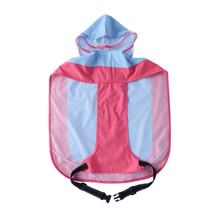 Waterproof Dog Raincoat for Medium & Large Dogs(Pink-Blue)